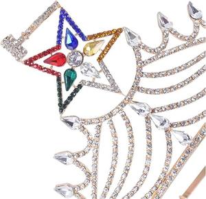 มงกุฎ Worthy Matron OES - วัสดุโรสโกลด์คุณภาพสูง ประดับดาวหลากสี พร้อมดาวขนาดใหญ่ 5 สีหนึ่งดวง - Product Image 3