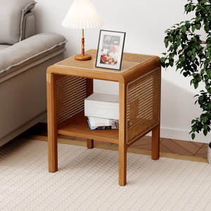 Muebles de acento de mesa auxiliar de madera maciza rústica para sala de estar - Product Image 4