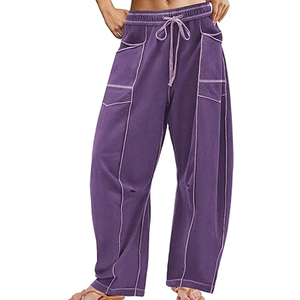 Women Relaxed Fit Cargo Sweatpants Wide Leg Pants High Waist <b>Drawstring</b> Casual Streetwear Joggers - Product Image 1