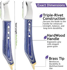 Cuchillo de Herrador Premium con Extremo de Latón, Herramienta Profesional para Recortar Pezuñas para Caballos, Vacas y Ganado, Acero Inoxidable - Product Image 2