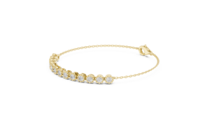 Bracelet de luxe pour femme en or jaune 14 carats avec diamant de laboratoire taille ronde, style tennis, ajustable, Royal Halo Wear - Product Image 2