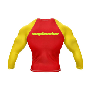 Camiseta Deportiva de Manga Larga para Hombre, Estilo Artes Marciales Mixtas, con Estampado de Corona Azul y Amarilla, Ajustada, de Secado Rápido - Product Image 4