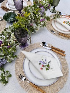 Custom Handmade Embroidered Pastoral <b>Linen</b> Cotton <b>Cloth</b> Square Dinner Napkins for Wedding Home Restaurant - Product Image 2