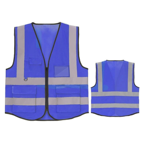 Gilet de sécurité réfléchissant haute visibilité bleu en polyester unisexe toutes saisons, uniforme de garde classe 2, vêtements de travail - Product Image 6