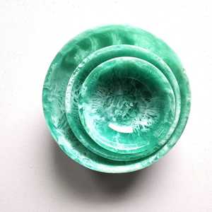 Handmade Polished Resin Bowls Set Eco-Friendly Classic Design Celadon <b>Green</b> <b>Color</b> Wedding Gift for <b>Food</b> Service - Product Image 3