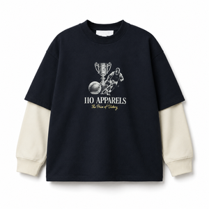 เสื้อยืดโอเวอร์ไซส์แขนสั้นผู้ชาย พิมพ์ลายสกรีน คอกลม ผ้าคอตตอนเจอร์ซีย์ 320 กรัม แต่งขอบตัดกัน สไตล์สตรีท พร้อมโลโก้แบบกำหนดเอง รุ่นวันเท็น - Product Image 1