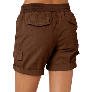 Shorts cargo pour femmes à taille mi-haute, respirants, avec boutons, personnalisables avec impression de logo, style hot pants, tricotés - Product Image 3