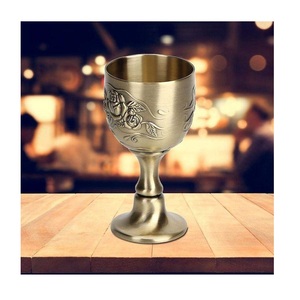 Gobelet à vin en acier inoxydable de luxe personnalisé, verres à vin rouge vintage en métal doré - Product Image 2