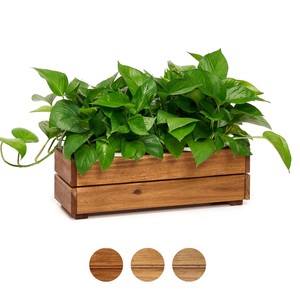 Natural for Wood 25x25x25 cm Mid Century Modern <b>Rectangle</b> Stackable <b>Planter</b> Set-Wholesale Outdoor Display - Product Image 6