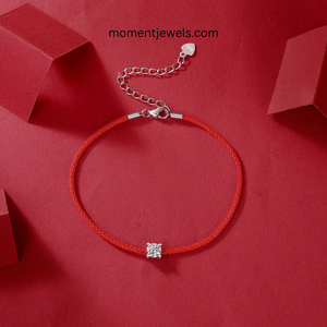 18K Real Gold Plated 925 Sterling Silver Moissanite Red Line <b>Bracelet</b> for Women Claw Setting Geometric Pendant Woven Chain - Product Image 3