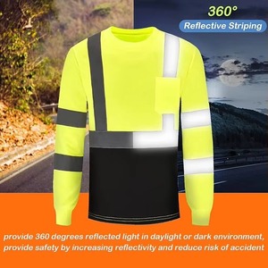 High Visibility Long Sleeve <b>Work</b> Shirt Men Reflective Safety Uniform Polyester Hi Vis Contrast Color Industrial Use - Product Image 4