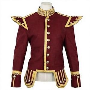 เสื้อแจ็คเก็ตวูลลายควิลท์สีแดงวินเทจ กระดุมปักลายทอง ลายเสือดาว การ์ตูน  คอตั้ง  แบบยูนิเซ็กส์ - Product Image 1