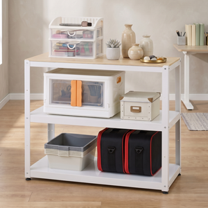 Three-Layer Storage Rack With Wood Top Multifunctional Shelving Unit For Living Room Organizing Sundries Minimalist Design - Product Image 1