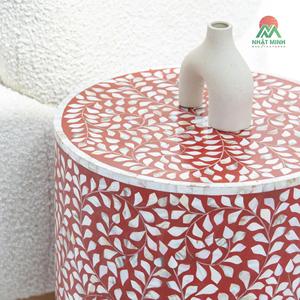Table basse en résine rouge faite à la main avec incrustation de nacre, design contemporain, meubles de salon - Product Image 2