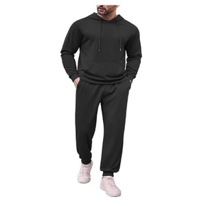 Custom Men's Winter Hooded Solid Color Breathable Lightweight Tracksuit Drawstring <b>Jacket</b> Regular Fit Pants Quick Dry Sports Gym - Product Image 2