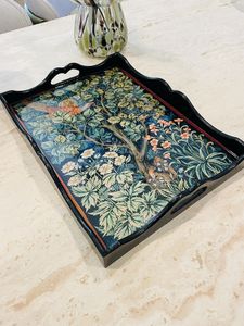 Bandeja de Servir de Madera con Diseño Impreso Único, Rectangular, Decorativa, de Madera Maciza, Elegante, para Servir Té, Café y Aperitivos - Product Image 2