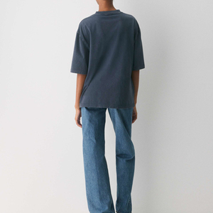 Camiseta Oversize de Algodón 100% para Mujer, Estilo Vintage Casual, Cuello en V, Lavado Ácido, de Gran Gramaje, Bordada, para Verano, Venta al por Mayor - Product Image 2