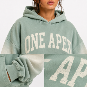 เสื้อฮู้ดโอเวอร์ไซส์สำหรับผู้หญิง ONE APEX ผ้าฝ้ายฟลีซเนื้อหนาคุณภาพพรีเมียม ระบายอากาศได้ดี สีเขียวเซจ ล้างสีแบบวอช สเวตเชิ้ตสีพื้น - Product Image 6