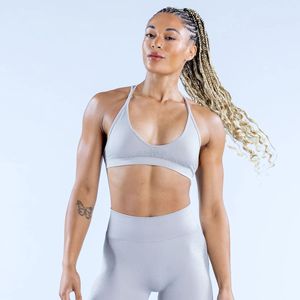 Women's Navy <b>Blue</b> High Neck Sports <b>Bra</b> Medium Support Yoga Top Solid Color Seamless Design - Product Image 4