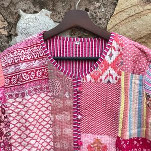 Chaquetas acolchadas de retales para mujer, abrigos de trabajo con parches indios hechos a mano, chaqueta acolchada Bohemia - Product Image 2