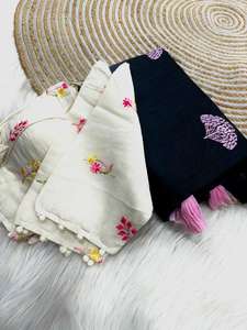 Sari de Algodón Chanderi Puro con Diseño Exclusivo, Blusa Elegante, Moderno y Estilizado, Última Moda India, para Fiestas y Uso Casual - Product Image 6