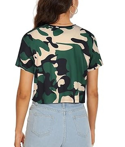 High Quality Camouflage Design <b>Women</b> Crop <b>Top</b> T-Shirt Hunking Fishing Woman Half Sleeves Cottpon Camo Cropped T-Shirt Breathable - Product Image 2