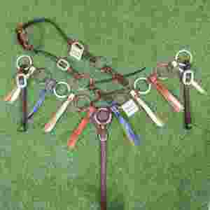 Western Headstall Breast Collar Set: Hand-<b>Tooled</b> Leather, <b>Engraved</b> Rings, Braided Fringe Detail - Product Image 1