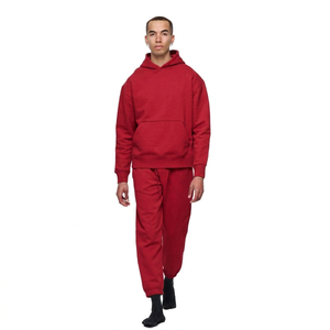 Ensemble survêtement homme beige à capuche et pantalon de jogging, coupe décontractée, longueur intégrale, couleur unie, en polyester, pour l'hiver - Product Image 6