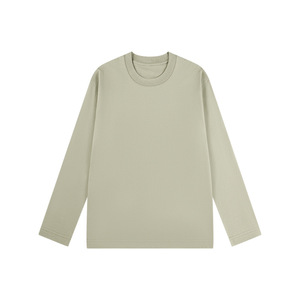 OEM custom logo embroidery printed design 230g cotton long-sleeved men's <b>t</b>-<b>shirt</b> autumn <b>heavy</b> solid color loose <b>t</b> <b>shirt</b> - Product Image 5