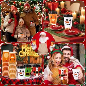 Confezione da 100 Bicchieri Monouso da 12oz per Natale, con Coperchi Neri Antigoccia, Extra Spessi e Isolanti per Bevande Calde e Fredde - Product Image 2