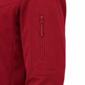 Chaqueta Softshell Roja para Hombre, Cuello Alto, Cierre de Cremallera, Resistente al Viento, Informal, para Exteriores, Corte Regular, Color Sólido, Poliéster - Product Image 6