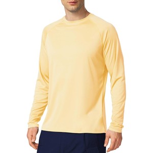 เสื้อแรชการ์ดแขนยาวผู้ชายรุ่นล่าสุดปี 2026 สีเหลือง แห้งเร็ว ป้องกันแสงแดด UPF 50+ ผลิตจากโพลีเอสเตอร์ เสื้อคอมเพรสชั่น - Product Image 3