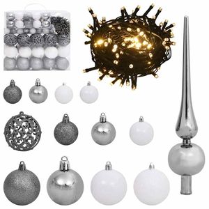 Sapin de Noël artificiel élégant en PVC vert et acier de 70,87 pouces avec décorations lumineuses de Noël - Product Image 6