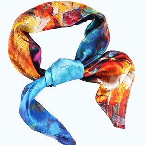 Custom Printed <b>Silk</b> Scarf With Soft Fabric Elegant Look For <b>Head</b> And Neck <b>Wrap</b> Fashion Accessory For All Season Wear <b>Silk</b> Scarf - Product Image 1