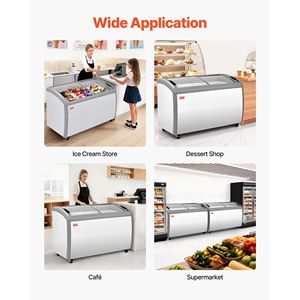 Congelatore mobile commerciale da 12,8 piedi cubi con vetrina espositiva per gelati, temperatura regolabile da -19 a 3°F, congelatore e frigorifero a 4 fili. - Product Image 6