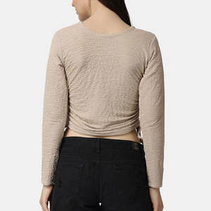 T-shirt court à manches longues pour femme, prix bas, abordable, en coton et polyester de qualité supérieure, tissu haut de gamme - Product Image 4