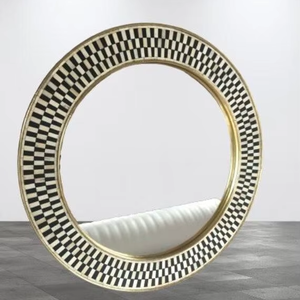 Miroir mural Art Déco moderne fait main de haute qualité avec incrustations en os, cadre en bois et résine, prix de gros, miroir décoratif Pâques - Product Image 1