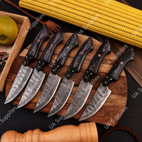 Couteaux à steak professionnels de haute qualité, fabriqués à la main sur mesure, OEM/ODM, pour la restauration et la cuisine à domicile, en acier Damas, à lame pleine.