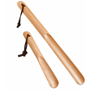 Ensemble de couverts à chaussures artisanaux en bois massif, aide à l'enfilage des chaussures avec sangles de suspension en cuir - Product Image 6