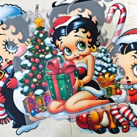 Transferts thermiques personnalisés prêts à presser, impression par transfert plastisol sur écran, motifs Betty Boop, transferts DTF de Noël pour t-shirts