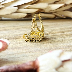 New Arrival Zircon Gold <b>Ring</b> Boho Brass <b>Rings</b> For Women 18k Gold Plated Ethnic <b>Crown</b> Armor Statement <b>Ring</b> Wholesale/OEM/ODM - Product Image 2