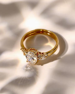 Proveedor de Joyería Fina, Anillo de Compromiso y Boda para Mujer, Regalos de Lujo, Oro Sólido de 14 Quilates, Corte Ovalado, Zirconia, Estilo Clásico, Anillo de Fiesta - Product Image 3