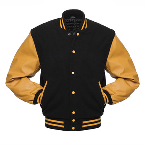 OEM Premium Varsity <b>Jacket</b> Customizable Bomber Wool Body with Real Cow Leather Sleeve Lettermen Embroidery Custom Design Patches - Product Image 3