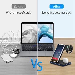 Chargeur sans fil 3-en-1, station de charge rapide 15W pour iWatch Series 5/4/3/2/1, support de charge pratique et support - Product Image 3