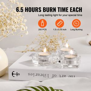 Confezione da 200 Candele Tea Light Senza Profumo, Durata 6,5 Ore, Senza Fumo e Senza Gocce, in Contenitori di Alluminio, Naturali, Formato Piccolo - Product Image 3