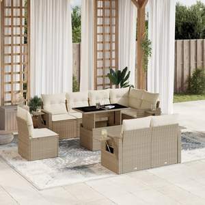 Conjunto de Sofás Grandes para Jardín en Ratán Sintético Beige con Acero con Recubrimiento en Polvo, Muebles de Exterior Premium - Product Image 1