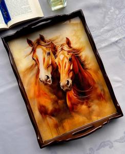 ถาดไม้พิมพ์ลายสวยงาม ทำด้วยมือ พร้อมดีไซน์สวยงาม สำหรับใช้ในครัวและห้องรับประทานอาหาร - Product Image 1