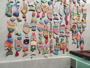 Adorno Colgante de Pared de Madera Hecho a Mano, Colorido, con Forma de Mini Cangrejo y Pez, Decoración Costera Tropical, Buen Precio, Pez de Madera, CREATURES MARINAS - Product Image 5