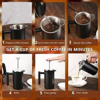 Cafetière à piston BERTILLE anti-goutte, durable, multi-capacités, noire, en acier inoxydable 304
