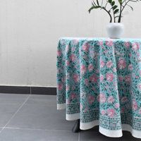 Meilleur prix fabricant indien – Nappe ronde élégante en tissu jacquard floral tissé de 220 cm pour 8 personnes, idéale pour la salle à manger à la maison